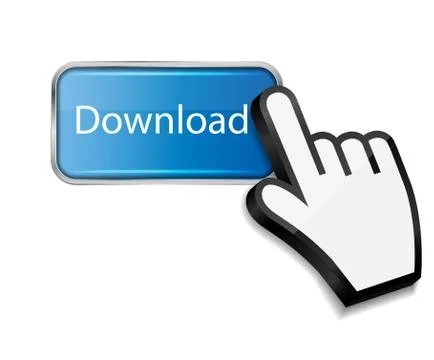 Mouse hand cursor on download button illustration Stock Illustration