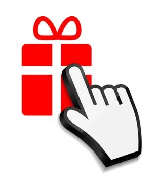 Mouse hand cursor on gift illustration Stock Illustration
