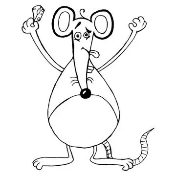 Mouse hand drawn. Vector illustration of cartoon mouse. Funny rat. Stock Illustration