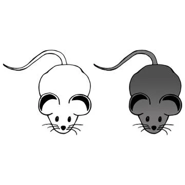 Mouse hand drawn. Vector illustration of cartoon mouse. Funny rat. Stock Illustration