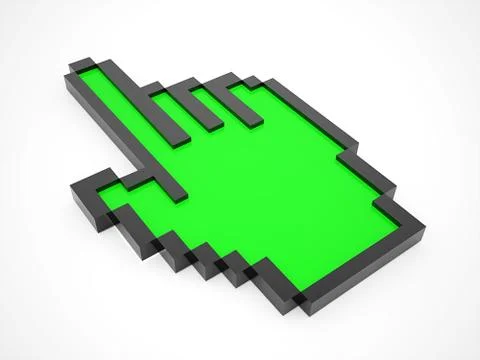 Mouse hand green rendered isolated on white background Stock Illustration