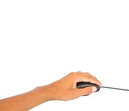 Mouse on hand white isolated Stock Photos