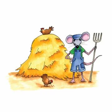 Mouse - hay stack Stock Illustration