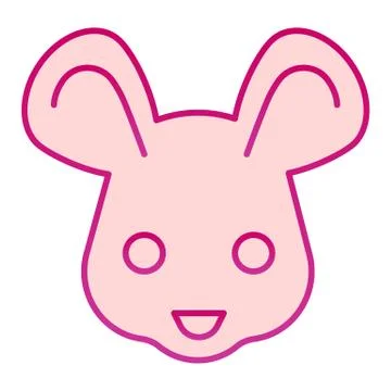 Mouse head flat icon. Cute rodent rat face, simple silhouette. Animals vector Illustrazione stock