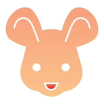 Mouse head flat icon. Cute rodent rat face, simple silhouette. Animals vector Illustrazione stock