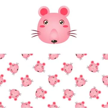 Mouse Head Icon And Pattern Stockillustratie