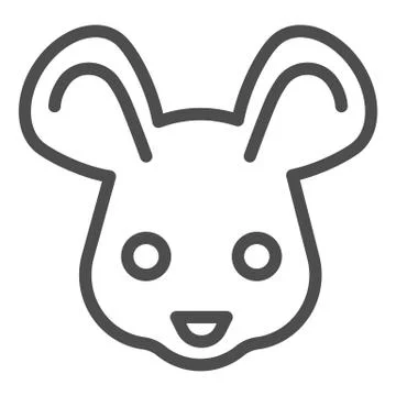 Mouse head line icon. Cute rodent rat face, simple silhouette. Animals vector Illustrazione stock