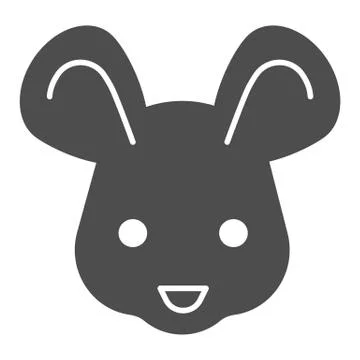 Mouse head solid icon. Cute rodent rat face, simple silhouette. Animals vector Illustrazione stock