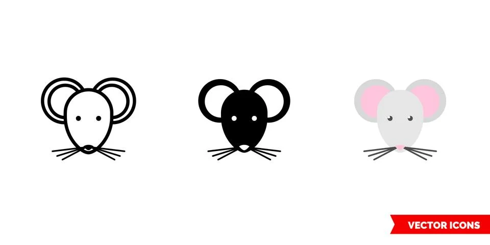 Mouse icon of 3 types. Isolated vector sign symbol. Stock Illustration