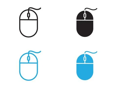 Mouse icon black and white vector outline sign Stock Illustration