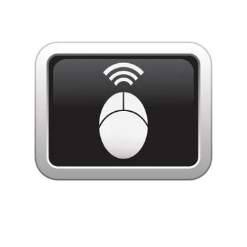 Mouse icon on black silver button Stock Illustration