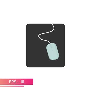 Mouse icon on a black square background with a wire. On a white background Stock Illustration