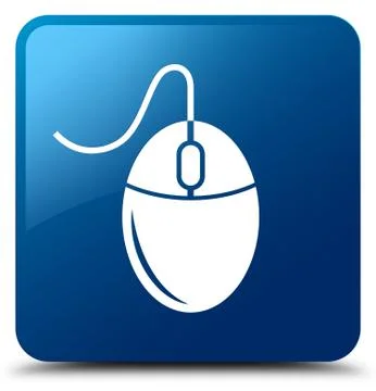 Mouse icon blue square button Stock Illustration