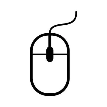 Mouse icon flat design vector in outlined or line art style Illustrazione stock