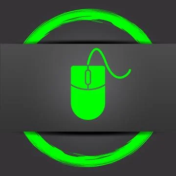Mouse  icon. Internet button with green on grey background.. Stock Illustration