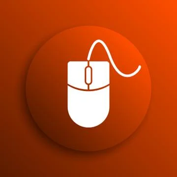 Mouse  icon. Internet button on orange background. Stock Illustration