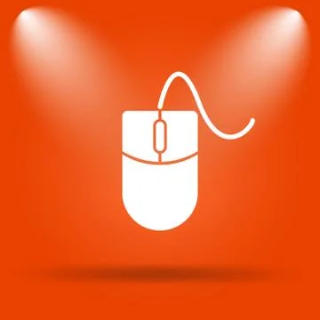 Mouse  icon. Internet button on orange background.. Illustrazione stock