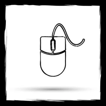 Mouse  icon. Internet button on white background. Outline design imitating pa Stock Illustration