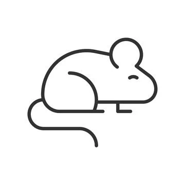 Mouse, icon in line design. mouse, animal, rodent, small, mammal, pet, cute on Illustration
