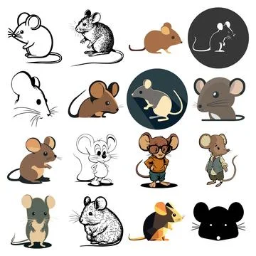 Mouse icon, rat, mice thin line symbols for web and mobile phone Stock Illustration