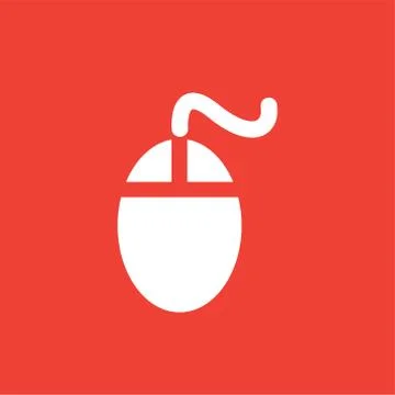 Mouse Icon On Red Background. Red Flat Style Vector Illustration 스톡 일러스트