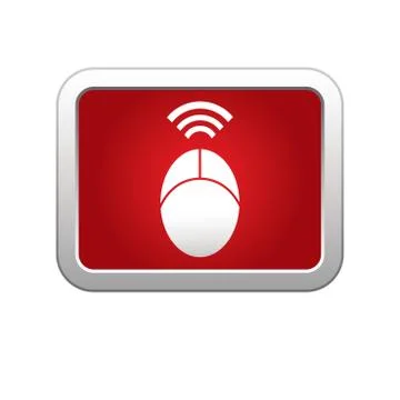 Mouse icon on red silver button Stock Illustration