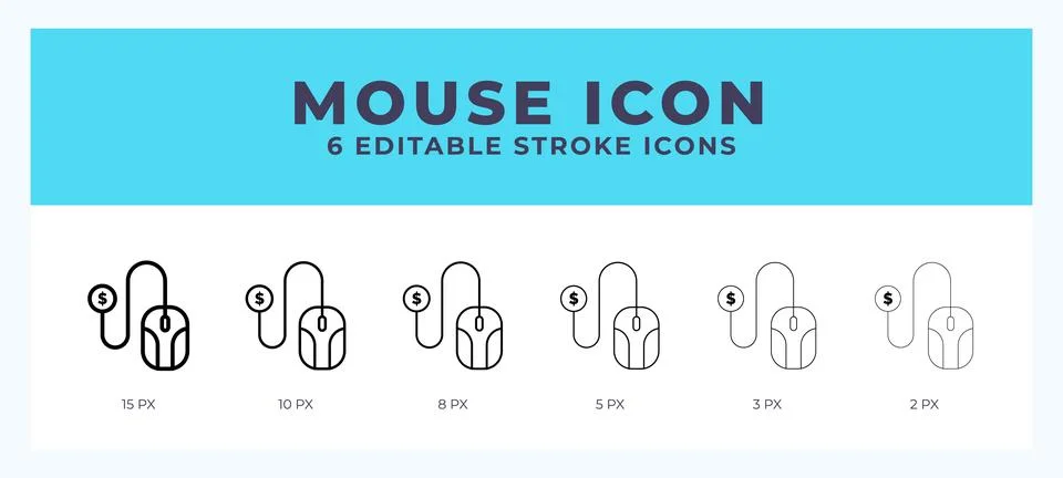 Mouse icon set with different stroke. Design elements for logo. Vector illu.. 스톡 일러스트