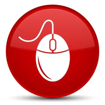Mouse icon special red round button Stock Illustration