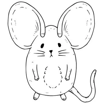 Mouse icon. Vector illustration of a cute little mouse with big ears. Hand dr Stock Illustration