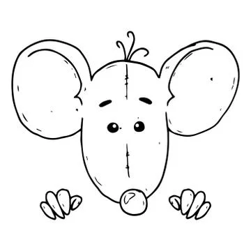 Mouse icon. Vector illustration of a toy mouse. Hand drawn mouse, rat a symbo Stock Illustration