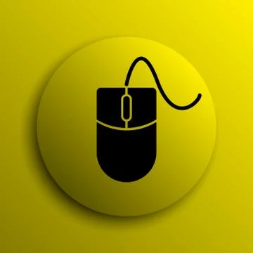 Mouse  icon. Yellow internet button.. Stock Illustration