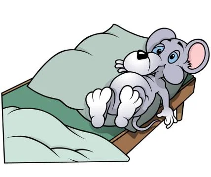 Mouse Laying In Bed Stock Illustration