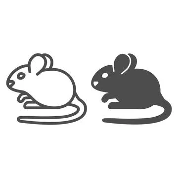 Mouse line and solid icon, domestic animals concept, rat sign on white Stock Illustration