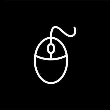 Mouse Line Icon On Black Background. Black Flat Style Vector Illustration Stock Illustration