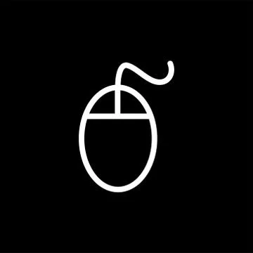 Mouse Line Icon On Black Background. Black Flat Style Vector Illustration Stock Illustration