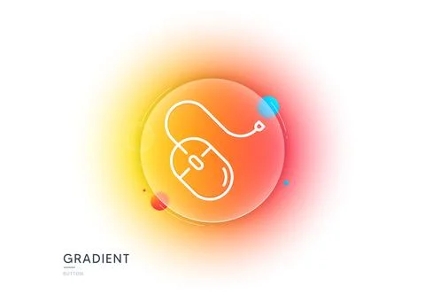 Mouse line icon. Computer component device sign. Gradient blur button. Vector Stock Illustration