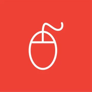 Mouse Line Icon On Red Background. Red Flat Style Vector Illustration 스톡 일러스트