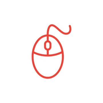 Mouse Line Red Icon On White Background. Red Flat Style Vector Illustration. Stock Illustration