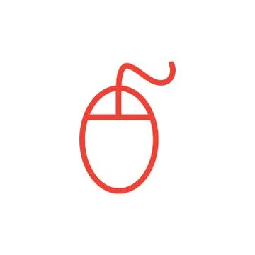 Mouse Line Red Icon On White Background. Red Flat Style Vector Illustration. 스톡 일러스트