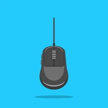 Mouse logo with black cable, computer technology illustration 스톡 일러스트