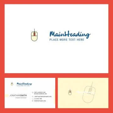 Mouse Logo design with Tagline &amp; Front and Back Busienss Card Template. Vecto Stock Illustration