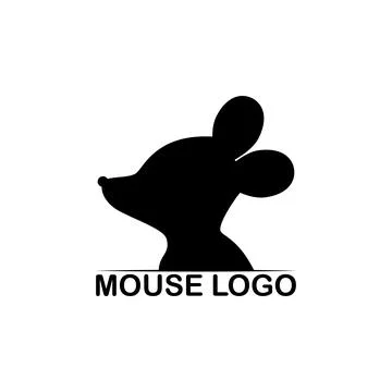 Mouse logo design template. Animal silhouette. Vector drawing and clipart.  Stock Illustration