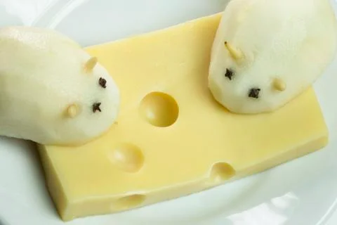 Mouse made with pear Stock Photos