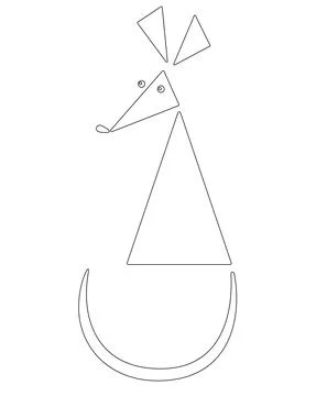 Mouse made of triangles, a funny animal made of geometric shapes Stock Illustration