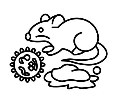 Mouse with Microbe and Bacteria Symbol in Minimalist Style Illustration Stock Illustration