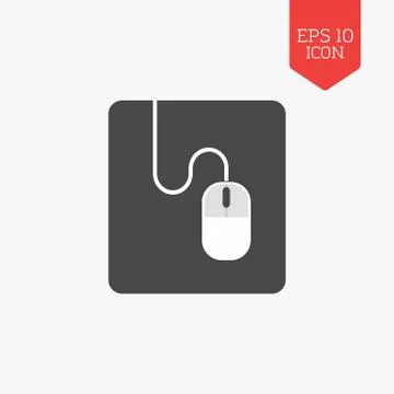 Mouse on mouse pad icon. Flat design gray color symbol. Modern UI web navigat Stock Illustration