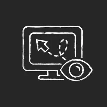Mouse movement tracking chalk white icon on dark background Illustrazione stock