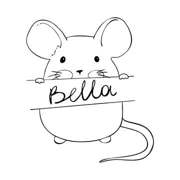 A mouse with a name label Stock Illustration