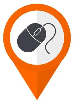 Mouse orange pointer vector icon in eps 10 isolated on white background. 스톡 일러스트