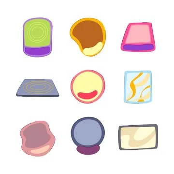 Mouse pad set cartoon vector illustration Stock Illustration